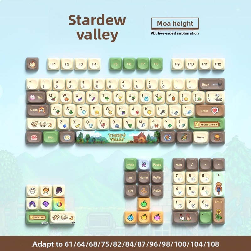 Gaming Accessories Aesthetic - 112PCS Stardew Valley Custom Mechanical Keyboard