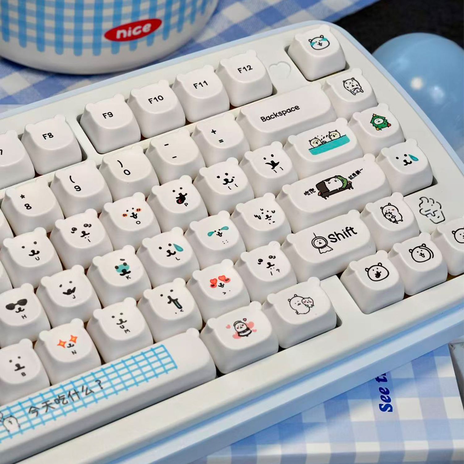 Kawaii Cartoon Joke Bear PBT K - Gaming Accessories Aesthetic ulasan dan harga